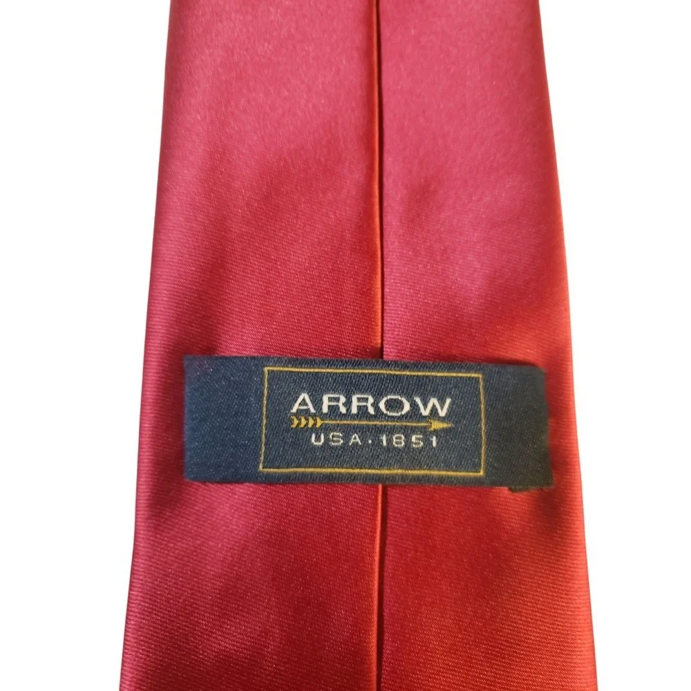 Arrow Mens Tie Necktie Designer Luxury‎ Solid Red Satin Formal Power Preppy